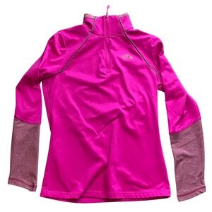The North Face Womens Quarter Zip Fleece Pullover Magenta Pink Small Activewear